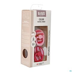 Bibs Fopspeen Studio 2 Stuks -  Block Baby Pink 6-18M
