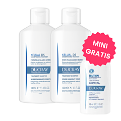 Ducray Kelual DS Verzorgende Shampoo 2x100ml + GRATIS Elution Shampoo 100ml