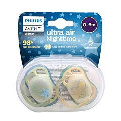 Philips Avent Ultra Air Nighttime Ster & Uil 0-6m - 2 Fopspenen