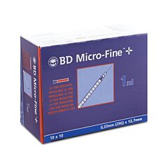 BD Microfine+ Insulinespuit 1ml 29g 12,7mm - Ins U100 - 100 Stuks