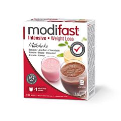 Modifast Intensive Milkshake 3-Pack Aardbei/ Chocolade/ Banaan 1 Stuk