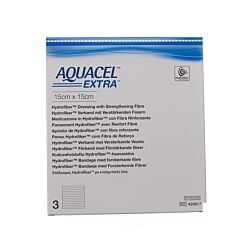 Aquacel Extra Verband Hydrofiber + Versterking 15x15cm 3 Stuks