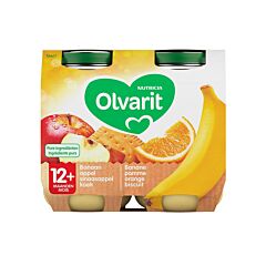 Olvarit Fruitpap Banaan/ Appel/ Sinaasappel/ Koek 12M+ 2x200g