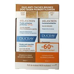 Ducray Melascreen Set Anti-Pigmentvlekken Fluide Protector - 30ml + PROMO Concentraat - 50ml -60%