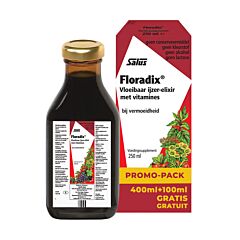 Salus Floradix Vloeibaar Ijzer Elixir Promopack 400ml+100ml GRATIS