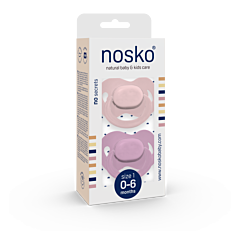 Nosko Fopspeen Baby Pink + Lilac 0-6M 2 stuks