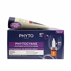 Phyto Phytocyane Progressieve Haaruitval Vrouwen 12x5ml Ampullen + Gratis Shampoo 100ml