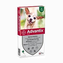 Advantix Hond <4kg Bestrijding & Preventie Vlooien/Teken 6x0,4ml
