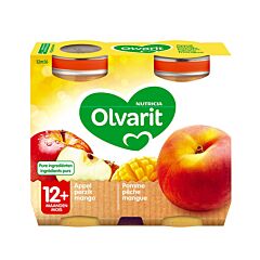 Olvarit Fruitpap Appel/ Perzik/ Mango 12M+ 2x200g