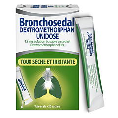 Bronchosedal Dextromethorphan Unidose Droge Prikkelhoest 20 Zakjes