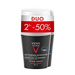Vichy Homme Deodorant Roller 48u Duo 2e -50% 2x50ml