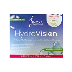 Innoxa Hydra Vision Multifunctionele Lenzenvloeistof - Zachte Contactlenzen -  3x360ml + 100ml