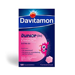 Davitamon Junior Framboos Multivitamines Vanaf 3 Jaar - 120 Tabletten