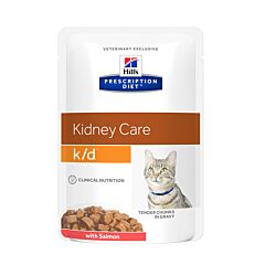 Hills Prescription Diet Kidney Care K/D Kattenvoer Zalm Maaltijdzakje 12x85g