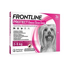Frontline Protect - Anti-Vlooien/ Teken Spot-On Oplossing Voor Honden - 2-5kg - 3 Pipetten