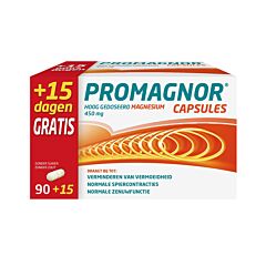 Promagnor Magnesium 450mg - Promo 90 + 15 Capsules GRATIS