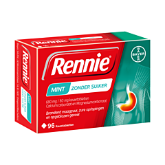 Rennie Mint Zonder Suiker - 96 Kauwtabletten