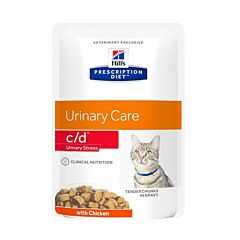 Hills Prescription Diet Urinary Stress C/D Kattenvoer Kip Maaltijdzakje 12x85g