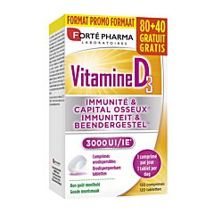 Forté Pharma Vitamine D3 3000UI 80 + 40 Smelttabletten GRATIS